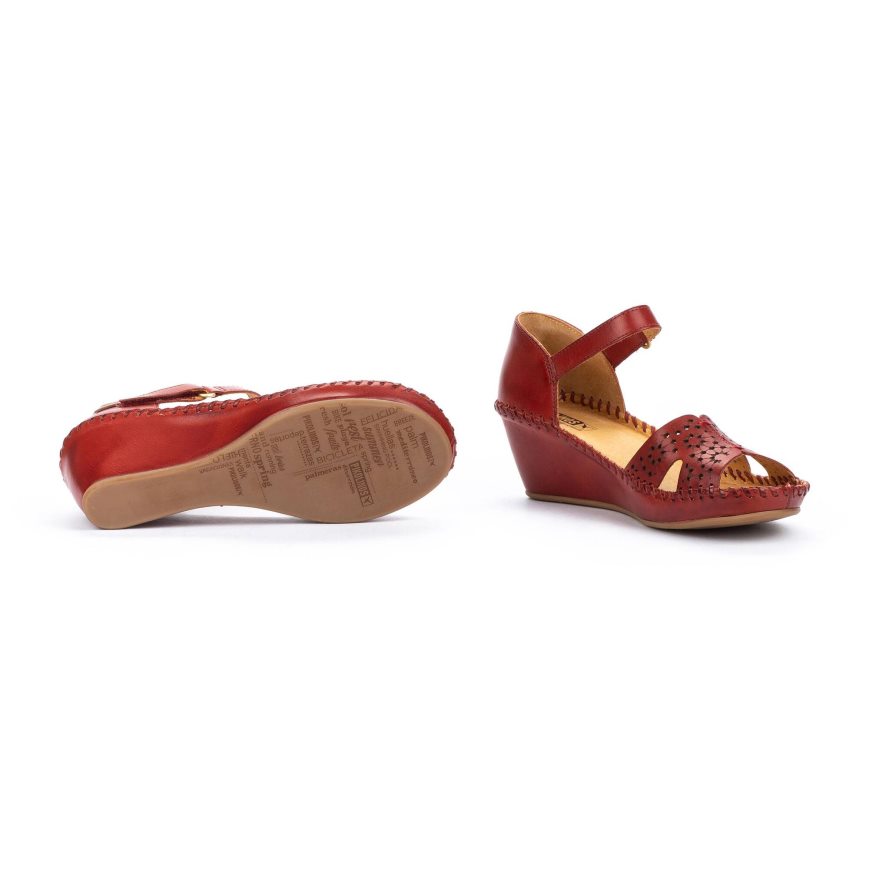 Women's Pikolinos MARGARITA Wedge Sandals Burgundy | NZ B793Q25